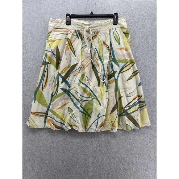 CAbi Women's A Line Skirt Lined Leaves Medium 100% Cotton Pockets Drawstring - Picture 1 of 11